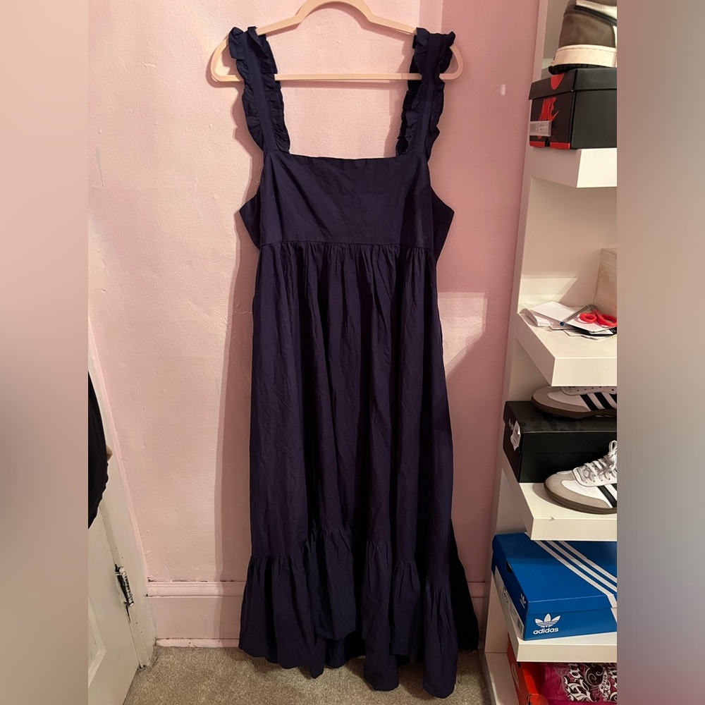 NWOT FREE PEOPLE ISABELLA RUFFLED BLUE DRESS